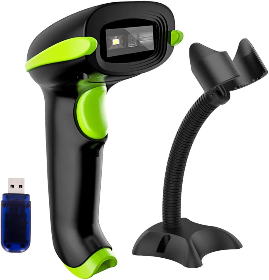 NADAMOO 2D Wireless Barcode Scanner with Stand — Bluetooth + 2.4G + Wired (Multiple Colors)